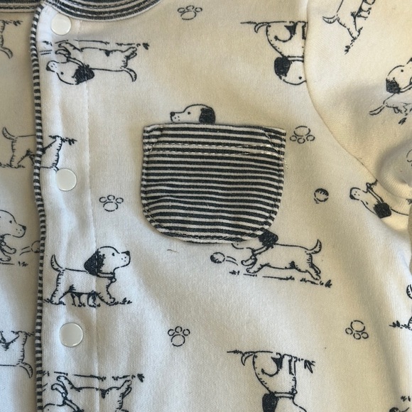 Little Me - White and navy One Piece Footie Sleeper - Picture 3 of 5